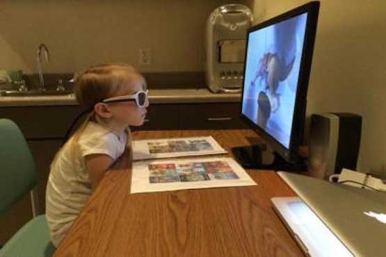 درمان تنبلی چشم کودک باپویانمایی سه بعدی