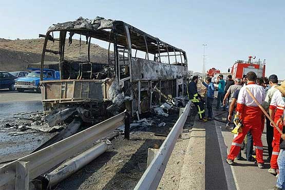 علت آتش سوزی اسکانیا در اتوبان قم - تهران اعلام شد