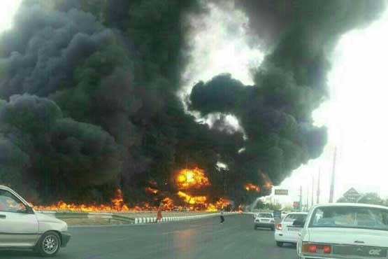 انفجار تانکر سوخت در کرمانشاه حادثه آفرید +عکس