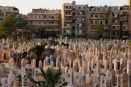قبرستان پرازدحام شهر حلب + عکس