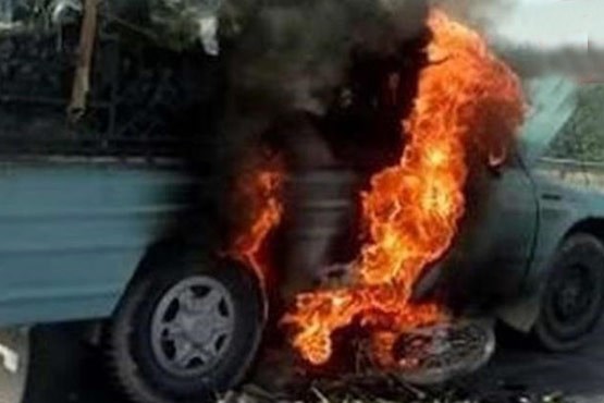 راننده زنده زنده در آتش سوخت +عکس