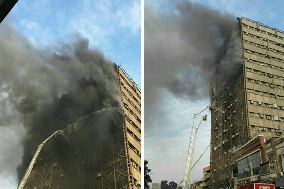 ساختمان پلاسکو تهران آتش گرفت +عکس