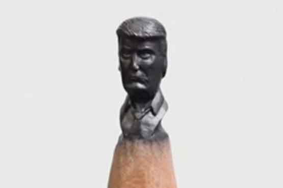 تراشیدن چهره ترامپ بر نوک مداد