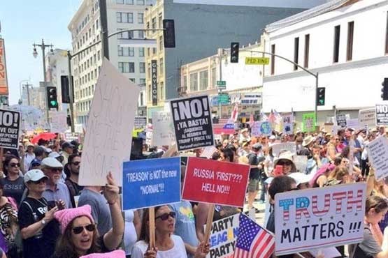 تظاهرات علیه کاخ سفید در بیش از ۱۳۰ شهر آمریکا +عکس