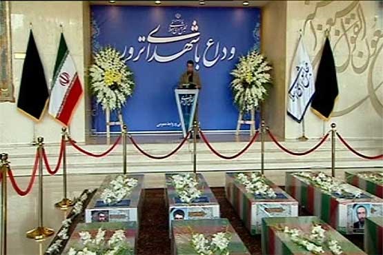 مراسم وداع با شهدای حادثه تروریستی تهران
