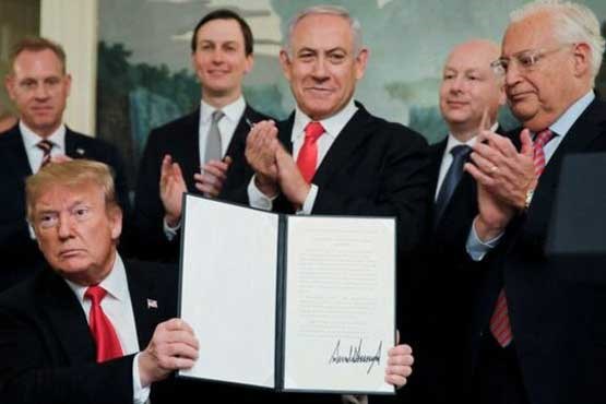 آمریکا حاکمیت اسرائیل بر بلندی‌های جولان را به رسمیت شناخت