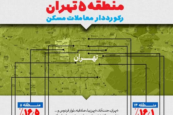 منطقه 5 تهران رکورددار معاملات مسکن (اینفوگرافیک)