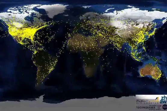 ترافیک هوایی 24 ساعته در یک دقیقه
