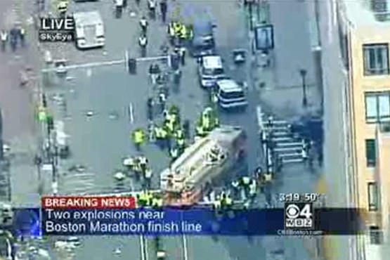 صحنه‌های امداد رسانی پس از انفجار بوستون