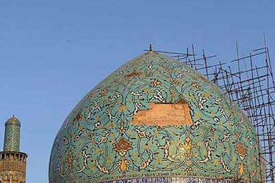 پایان مرمت گنبد مسجد چهارباغ اصفهان