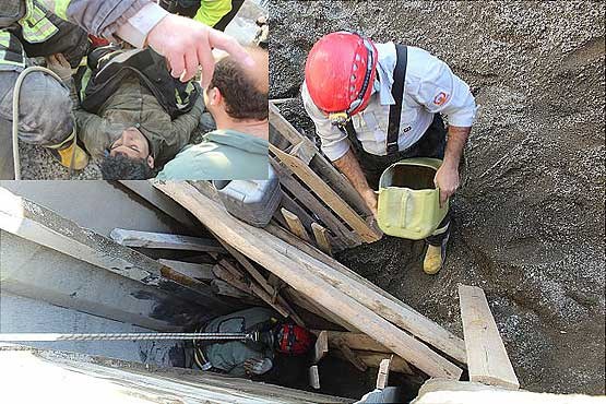 نجات جان کارگر مدفون شده در زیر چند تن ماسه