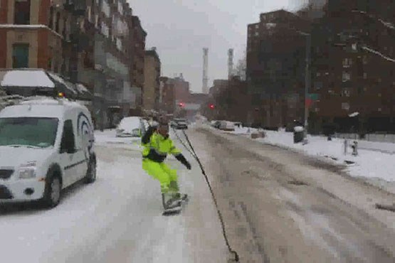 اسکی روی برف در خیابانهای نیویورک