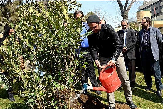 درختکاری بابک حمیدیان به یاد شهید وصالی