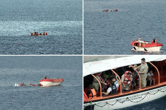 غرق شدن قایق پناهجویان در سواحل یونان + عکس