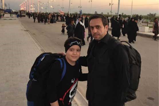مجری تلویزیون و پسرش در پیاده روی اربعین + عکس