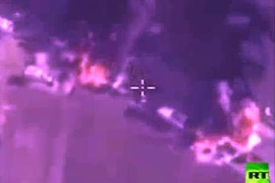 فیلم بمباران تانکرهای نفتی داعش توسط جنگنده های روسی