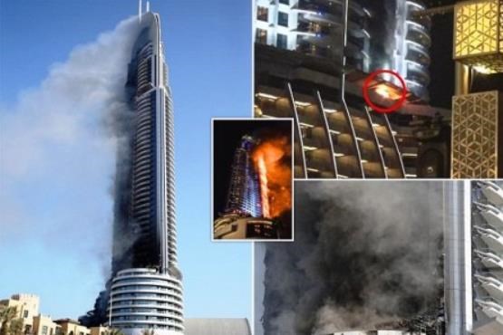 آتش‌سوزی مهیب هتل 63 طبقه در دبی + اسلایدشو