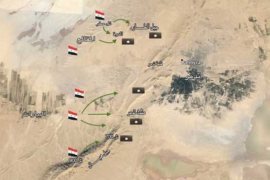 نقشه پیش‌روی ارتش سوریه به سوی تدمر +عکس