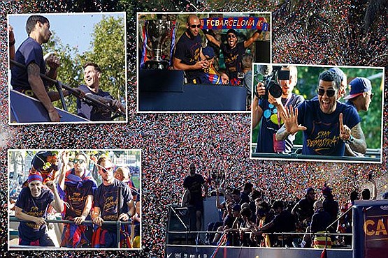 جشن خیابانی برای قهرمانی بارسلونا +تصاویر
