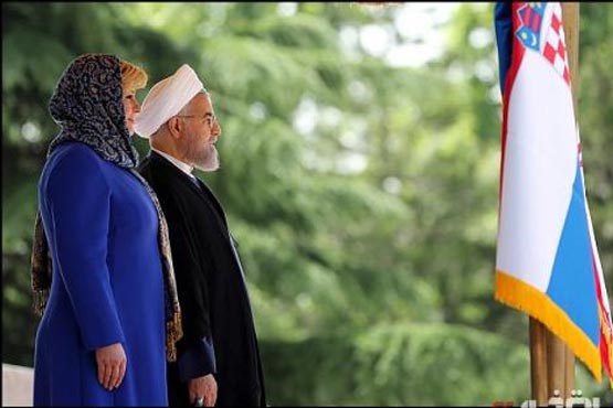 استقبال رسمی حسن روحانی از رییس جمهوری کرواسی +عکس