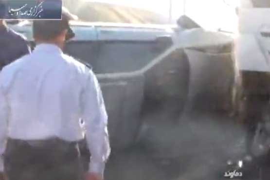 تصادف 12 خودرو در محور دماوند به تهران + فیلم و عکس