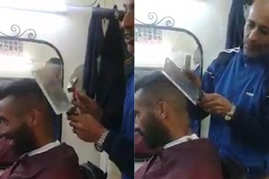کوتاه کردن مو با ساطور و چکش !+عکس