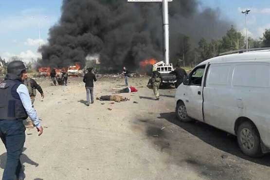 لحظه انفجار اتوبوس شیعیان فوعه و کفریا در سوریه +فیلم