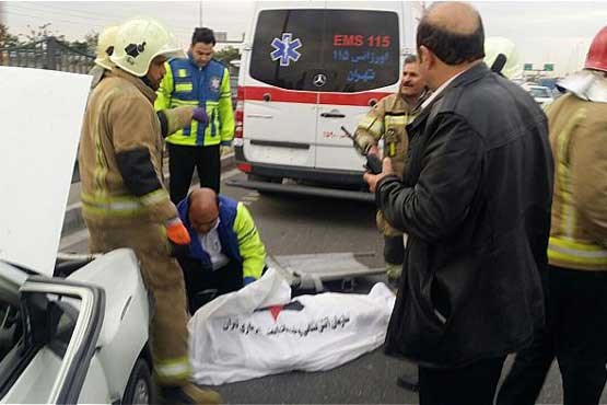تصادف مرگبار کامیون با پراید در تهران +عکس