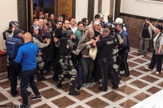 درگیری فیزیکی در پارلمان مقدونیه