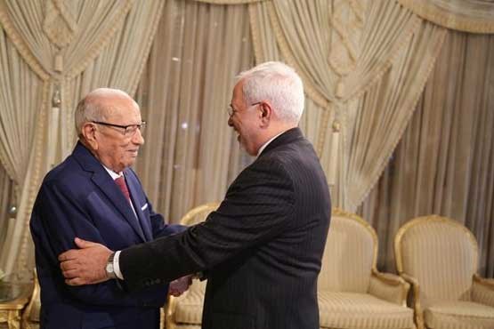 دیدار وزیر امور خارجه جمهوری اسلامی ایران با رئیس جمهور تونس