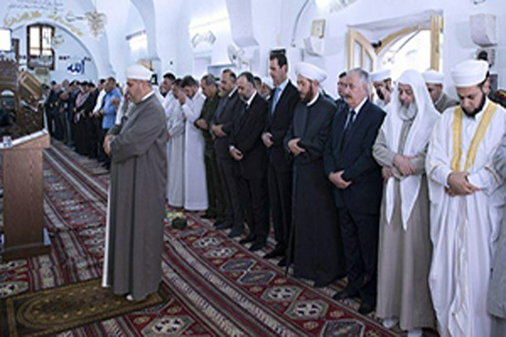 حضور بشار اسد در نماز عید فطر