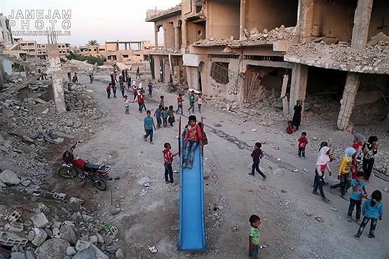 تفریح کودکان سوری در مناطق جنگ زده