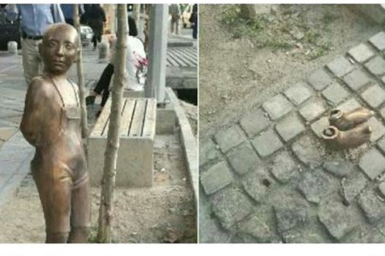ربوده شدن مجسمه «کودک»در میدان ونک (+عکس)