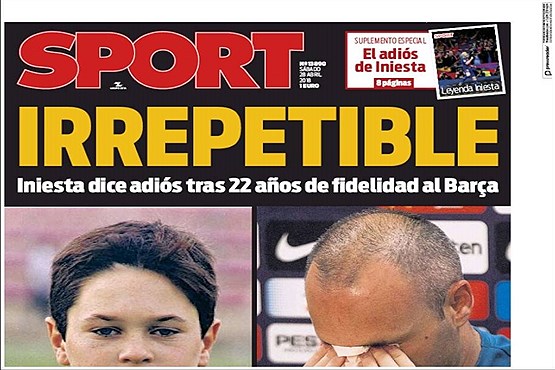 صفحه نخست روزنامه های ورزشی امروز اسپانیا ؛ اینیستا و دیگر هیچ (تصاویر)