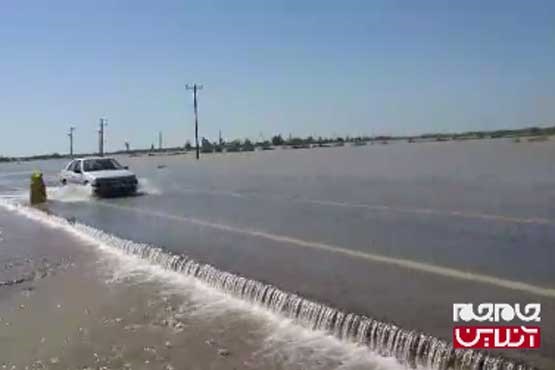 وضعیت جاده سوسنگرد به بستان پس از سیلاب (فیلم)