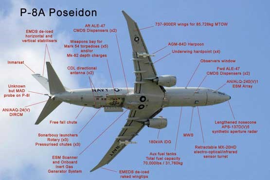 هواپیمای جاسوسی P-8 بر فراز تنگه هرمز پرواز می‌کرد