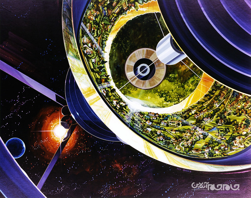 آثاری برای نشان دادن تصورات هنری نیم قرن پیش ناسا از تشکیل کلونی در فضا+عکس