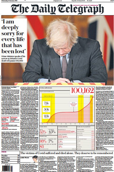 واکنش روزنامه های انگلیس به عبور قربانیان کرونایی این کشور از 100 هزار (تصاویر) واکنش روزنامه های انگلیس به عبور قربانیان کرونایی این کشور از 100 هزار (تصاویر)