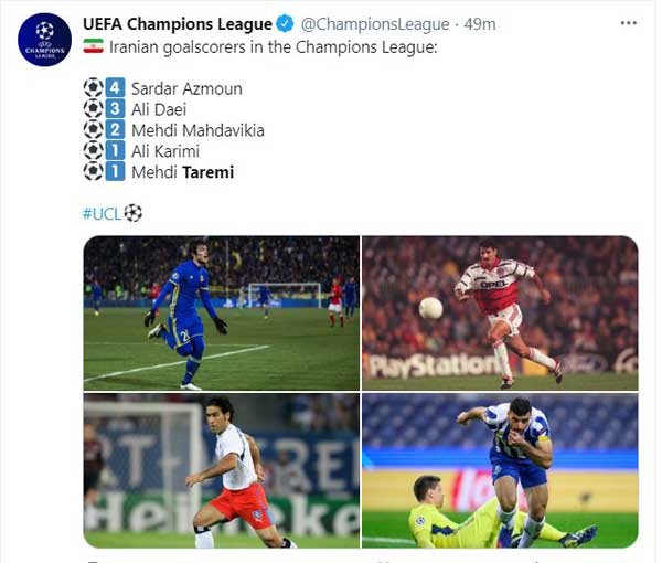 اسامی گلزنان ایران در لیگ قهرمانان اروپا (+عکس) اسامی گلزنان ایران در لیگ قهرمانان اروپا (+عکس)