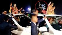 عروس خوش شانس از تصادف وحشتناک جان سالم به در برد!