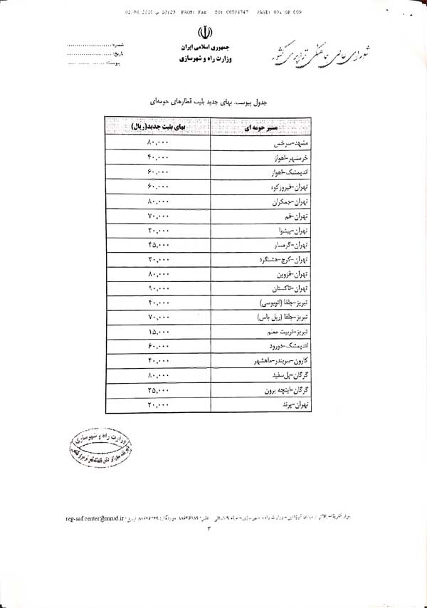 افزایش بی سر و صدای قیمت بلیت قطار (+جدول)