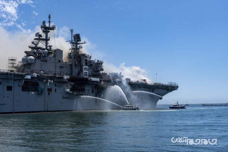 ناو ۱.۵ میلیارد دلاری ارتش آمریکا در آتش سوخت/ شناور استراتژیک ایالات متحده قربانی سوء مدیریت و کمبود امکانات آتش‌نشانی+ عکس