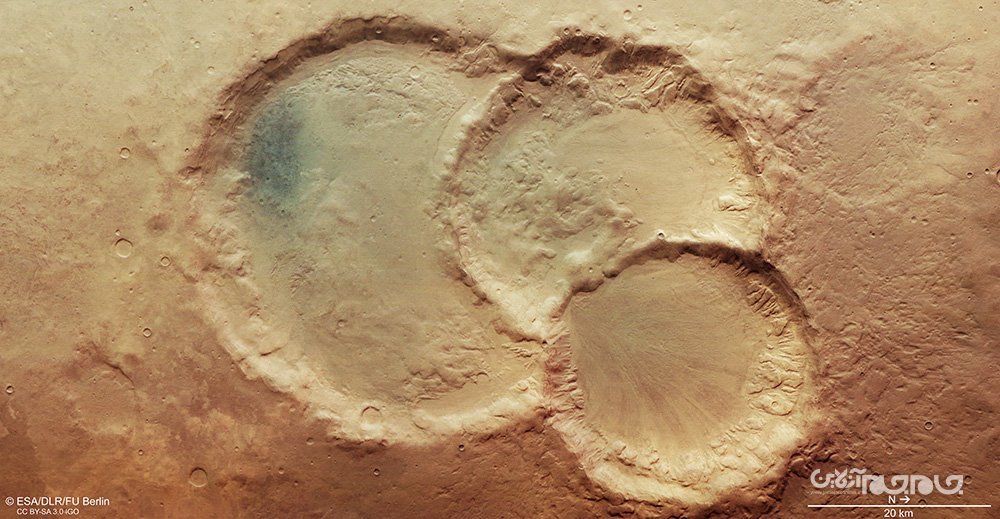 اخترشناسان یک دهانه سه‌گانه جدید روی مریخ کشف کردند+عکس