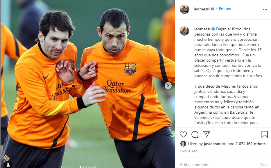 مسی به خداحافظی گاگو و ماسکرانو از مستطیل سبز واکنش نشان داد مسی به خداحافظی گاگو و ماسکرانو از مستطیل سبز واکنش نشان داد