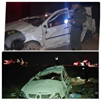 واژگونی سواری ال ۹۰ در بادرود با سه کشته و مجروح