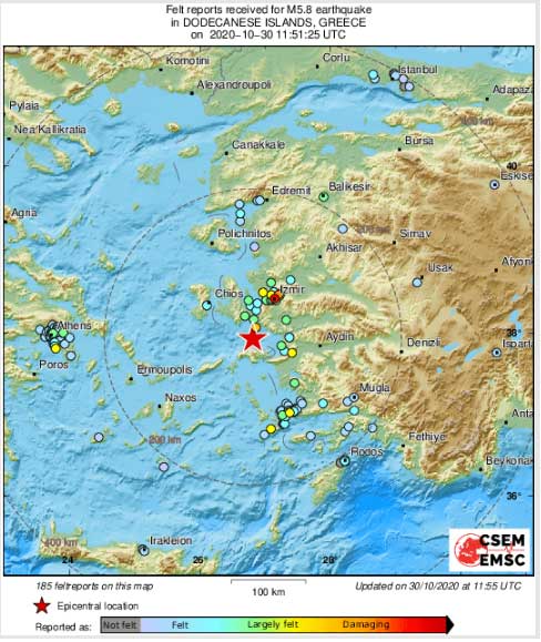 وقوع زلزله 6.6 ریشتری در یونان و ترکیه (+عکس)
