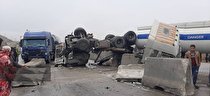 برخورد دو تریلر در گردنه آهوان استان سمنان