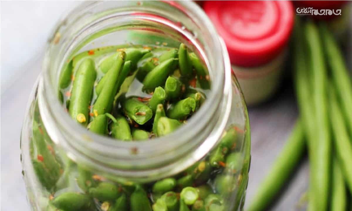 طرز تهیه ترشی لوبیا سبز و آموزش مرحله به مرحله آن لوبیا سبز جدا شده