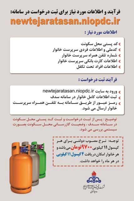 قیمت دولتی گاز مایع اعلام شد قیمت دولتی گاز مایع اعلام شد