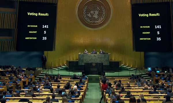 مجمع عمومی سازمانملل قطعنامه پیشنهادی علیه روسیه را تصویب کرد (+عکس) مجمع عمومی سازمانملل قطعنامه پیشنهادی علیه روسیه را تصویب کرد (+عکس)
